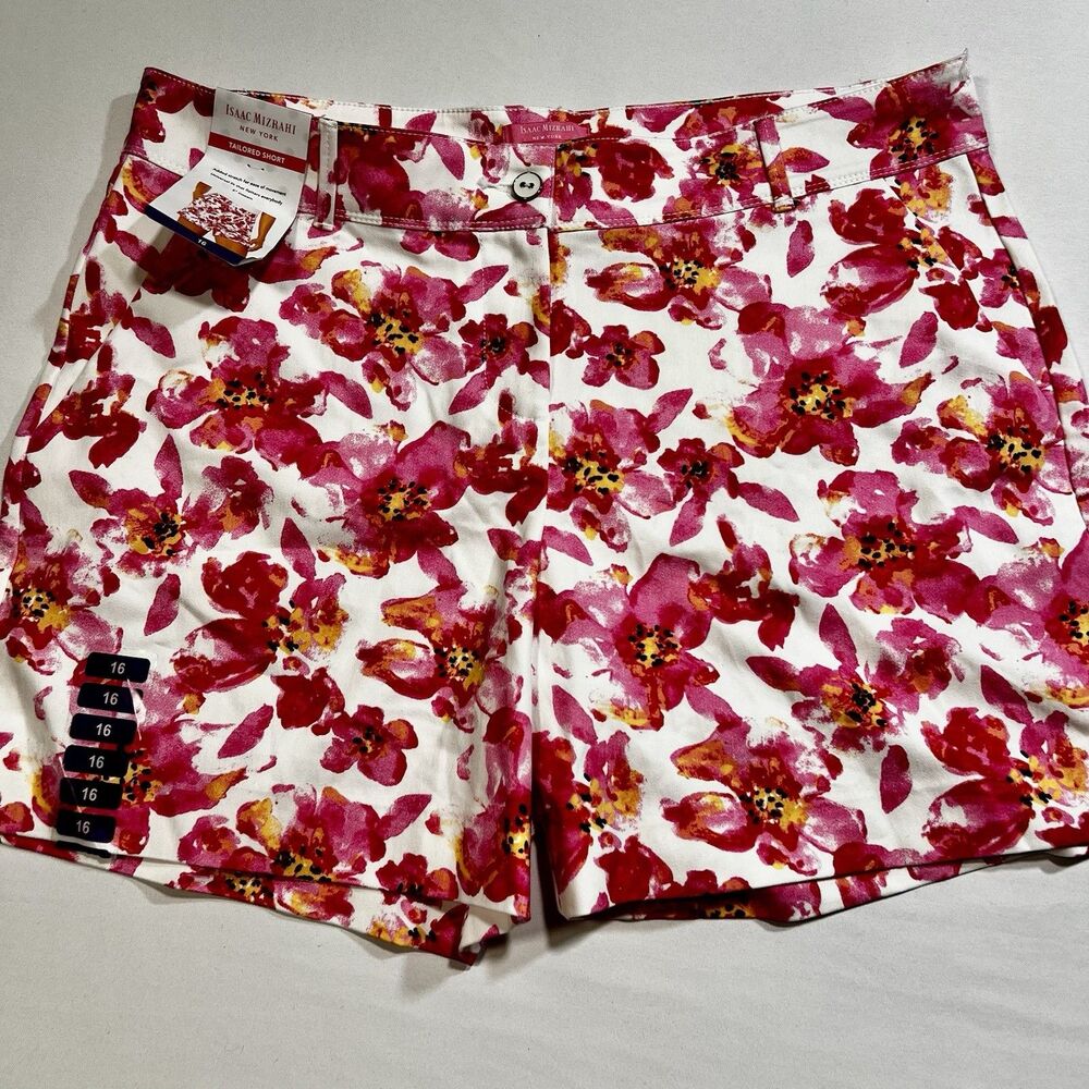 Isaac Mizrahi New York Tailored Shorts Women’s 16 NWT Floral Water Color Print